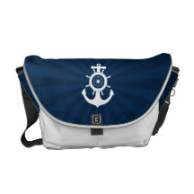 Bolso blanco azul del marinero del ancla bolsas de mensajería