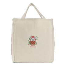Bolso bordado lindo del oso polar de las Felices N Bolsa De Lienzo