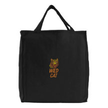 Bolso bordado tigre salvaje del gato bolsa de lienzo