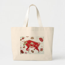 Bolso chino de la astrología del buey bolsas lienzo