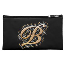 Bolso cosmético negro con B inicial