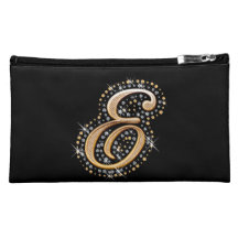 Bolso cosmético negro con E inicial