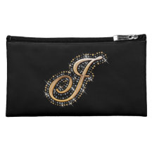 Bolso cosmético negro con J inicial