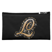 Bolso cosmético negro con L inicial