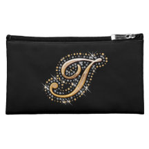 Bolso cosmético negro con la inicial I