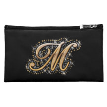 Bolso cosmético negro con M inicial