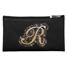 Bolso cosmético negro con R inicial