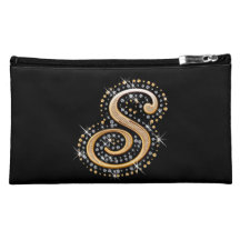 Bolso cosmético negro con S inicial