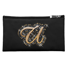 Bolso cosmético negro con U inicial