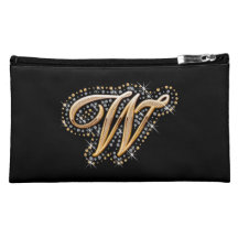 Bolso cosmético negro con W inicial
