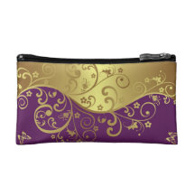 Bolso cosmético--Remolinos rojos de la violeta y d