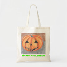 Bolso de la linterna de Jack o del feliz Halloween Bolsa Lienzo