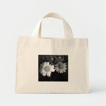Bolso de las margaritas negras y blancas bolsa de mano