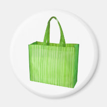 Bolso de ultramarinos reutilizable verde vacío imán de frigorífico