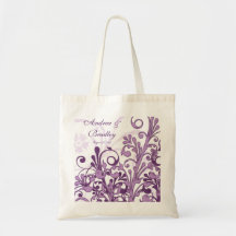 Bolso floral púrpura de la recepción del boda bolsas de mano