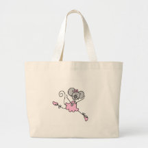 Bolso gris de la bailarina del ratón bolsa lienzo
