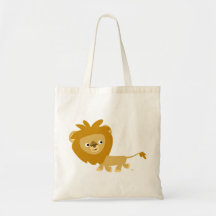 Bolso lindo del león del dibujo animado que camina bolsa lienzo