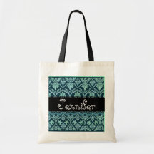 Bolso negro blanco azul de la dama de honor del da bolsa lienzo