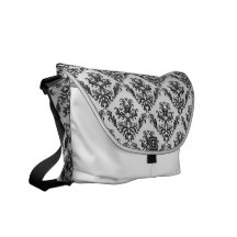 Bolso negro y de marfil del carrito del damasco bolsa de mensajeria 
