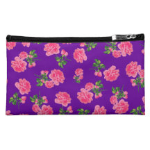 Bolso púrpura de los cosméticos de los rosas rosad
