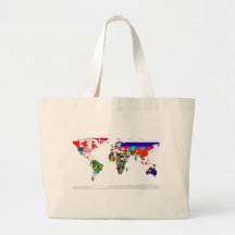 Bolso señalado por medio de una bandera del mundo bolsa de mano