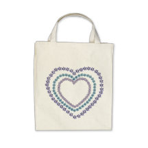 Bolso triple del corazón bolsas lienzo