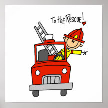 Bombero a las camisetas y a los regalos del rescat poster
