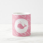 Bonito en cuento rosado y ondas de las ballenas tazas de café