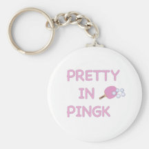 Bonito en ping-pong rosado llaveros