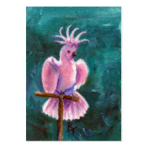 Bonito en tarjeta del arte del Cockatoo rosado Tarjeta De Visita