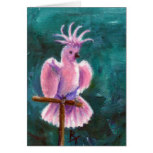 Bonito en tarjeta en blanco del Cockatoo rosado