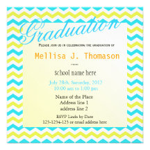 Bonito, graduación azul y amarilla fresca del galó invitacion personalizada