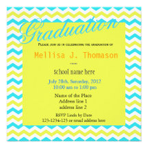 Bonito, graduación azul y amarilla fresca del galó invitacion personalizada