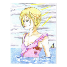bonito postal muchacha julin hada del agua