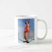 Boogie retra del esquí acuático de las mujeres del tazas de café