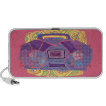 Boombox y diseño psicodélico en un altavoz