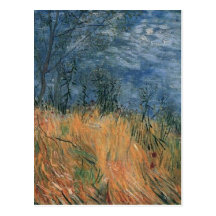 Borde de Van Gogh del Wheatfield con las amapolas  Tarjeta Postal
