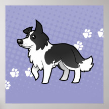 Border collie del dibujo animado poster