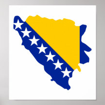 Bosnia y Herzegovina traza la bandera Poster