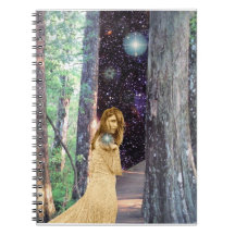 Bosque cósmico libros de apuntes con espiral