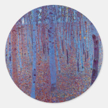 Bosque de la haya de Gustavo Klimt Pegatina Redonda
