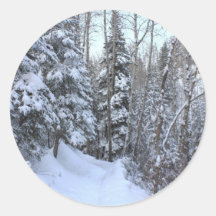 Bosque del canadiense Nevado Etiqueta Redonda