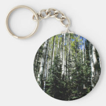 Bosque denso de los árboles del álamo temblón llaveros personalizados