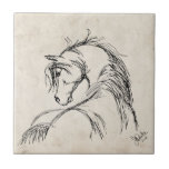 Bosquejo artsy de la cabeza de caballo tejas  ceramicas
