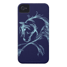 Bosquejo artsy de la cabeza de caballo iPhone 4 Case-Mate funda