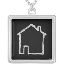 Bosquejo de la casa. Gris y negro Colgantes