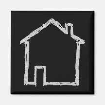 Bosquejo de la casa. Gris y negro Imán De Frigorifico