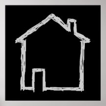 Bosquejo de la casa. Gris y negro Impresiones