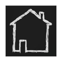 Bosquejo de la casa. Gris y negro Impresiones En Lona Estiradas