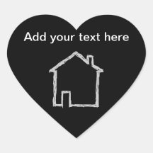 Bosquejo de la casa. Gris y negro Calcomanías Corazones Personalizadas